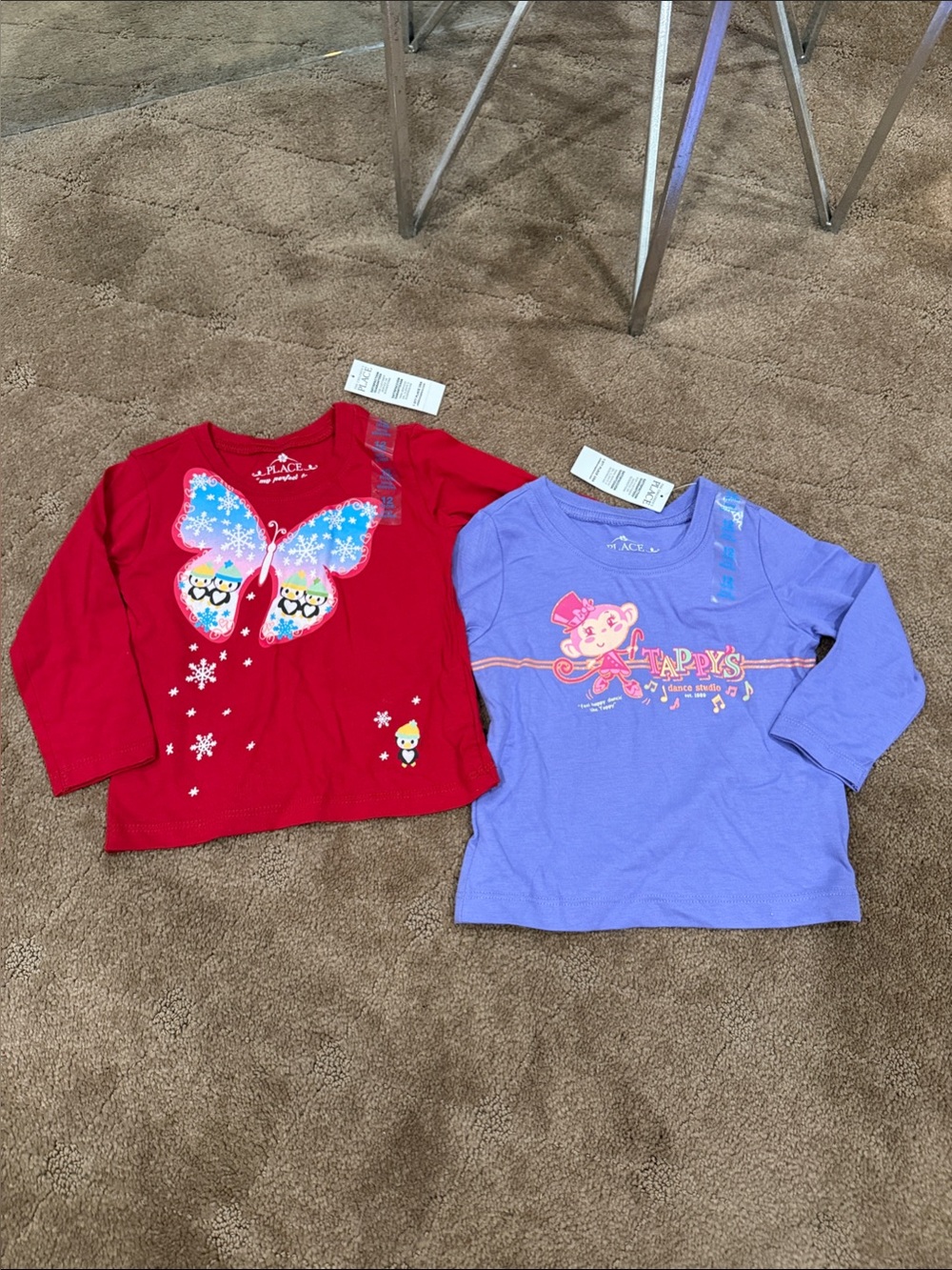 The Children's Place Red Butterfly & Purple Music Long-Sleeve Tees (2)